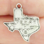 Silver Texas Charms Wholesale with Map in Pewter