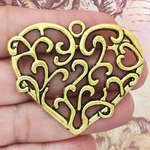 Gold Filigree Heart Pendants Wholesale in Pewter