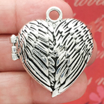 Silver Heart Locket Necklace with Magnetic Clasp in Pewter