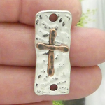 Wholesale Hammered Cross Charms Bracelet Connector in with Copper Pewter