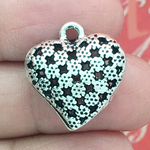 Silver Puffed Heart Pendant in Pewter 