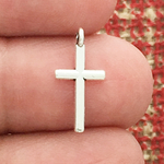 Silver Plain Cross Charm in Pewter Tiny 100 piece Beading Crosses