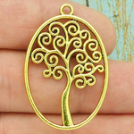 Tree of Life Charm Gold Pewter Oval