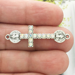 Silver St Benedict Cross Bracelet Connector Pewter