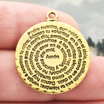 Spanish The Lords Prayer Pendant Gold Pewter