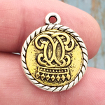 Crown Charm Silver and Gold Pewter