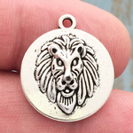 Silver Lion Head Charm Pewter