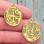 Spanish Coin Pendant Gold Pewter