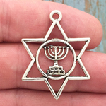 Menorah Star of David Charms Wholesale Silver Pewter