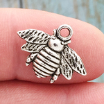 Silver Honey Bee Charm in Pewter