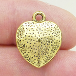 Hammered Heart Charm Gold Pewter