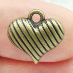 Bronze Puffed Heart Charm in Pewter Small