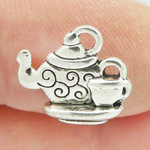 Silver Teapot Charms Bulk in Pewter