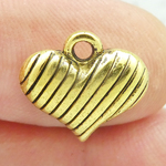 Gold Puffed Heart Charm in Pewter Small