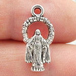 Blessed Mother Mary Charm in Silver Pewter Small