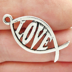 Love Charm Fish Symbol in Silver Pewter