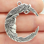 Crescent Moon Pendant Silver Pewter Large