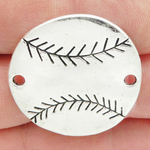 Baseball Bracelet Connector in Silver Pewter