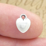 Silver Puffed Heart Charm in Pewter Small