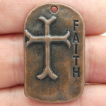 Faith Cross Charm with Scripture in Copper Pewter