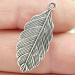 Feather Charm Pendant in Antique Silver Pewter