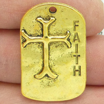 Faith Cross Charm with Scripture in Gold Pewter