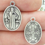 Oval St Benedict Charms Bulk in Silver Pewter