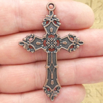 Ornate Cross Pendant in Antique Copper Pewter