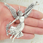 Angel Christmas Ornament with Horn Silver Pewter