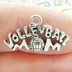 Volleyball Mom Charms Wholesale in Silver Pewter