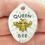 Mardi Gras Queen Bee Pendant in Gold and Silver Pewter