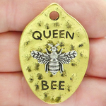 Mardi Gras Queen Bee Pendant in Silver and Gold Pewter