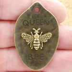 Mardi Gras Queen Bee Pendant in Gold and Bronze Pewter