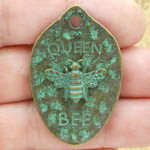 Mardi Gras Queen Bee Pendant in Bronze Pewter