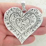 Hammered Heart Pendants Wholesale in Silver Pewter