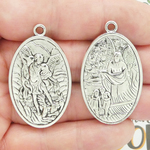 Guardian Angel Pendant with St Michael Medal Bulk in Silver Pewter