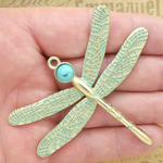 Dragonfly Pendants Wholesale in Patina Gold Pewter with Extra Large