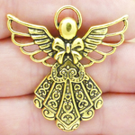 Angel Charms Bulk Gold Pewter with Ornate Dress