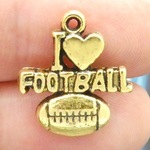 I Love Football Charms Wholesale in Antique Gold Pewter