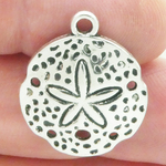 Silver Sand Dollar Charms Bulk in Antique Pewter