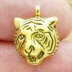 Tiger Head Charms Bulk in Antique Gold Pewter