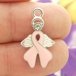 Angel Awareness Ribbon Charm in Silver Pewter