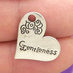 Gentleness Heart Charm in Silver Pewter