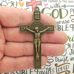 Saint Benedict Crucifix Pendant in Bronze Pewter