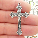 Tertium Millennium Crucifix Cross Pendant in Silver Pewter