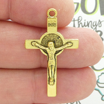 St Benedict Cross Pendants Wholesale in Gold Pewter