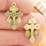 Pardon Indulgence Crucifix with Miraculous Medal and St Benedict Medal in Gold Pewter Small