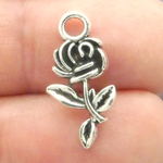 Rose Charms Wholesale Small Antique Silver Pewter