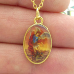 St Michael Necklace 18" in Gold Tone