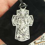 Silver St Michael Cross Necklace with 24" Cord